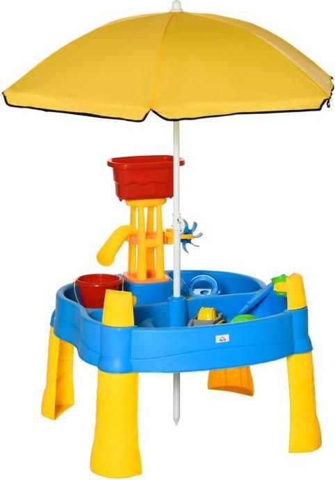 Image du produit Swisshandel24 Table de jeu de sable et d'eau 2 en 1 pour les activités de sable et d'eau en plein air 25 pièces