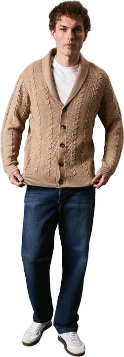 Actual product image Universal Textiles Mens Cable Knit Shawl Collar Cardigan (S)