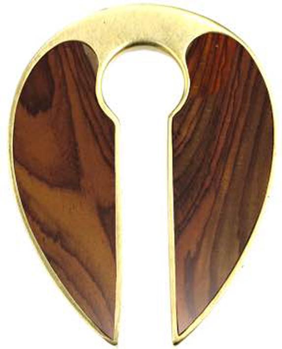 Image du produit Star Piercing Ohrgewicht Schlüsselloch vergoldet mit Narra Holz (Organique, Laiton)