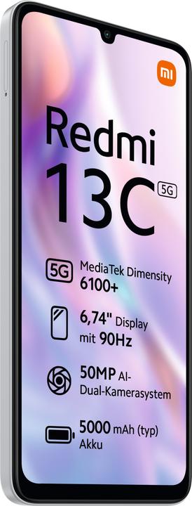 Actual product image Xiaomi Redmi 13C 5G (128 GB, Starry Silver, 6.74", Dual SIM, 50 Mpx, 5G)