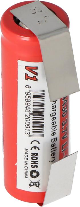 Actual product image AccuCell Battery IMR 14430 with solder tag U-shape (1 pcs., 600 mAh, Rechargeable battery)