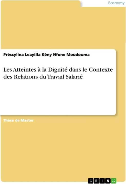Immagine prodotto Nfone Moudouma:Les Atteintes á la Digni (Francese, Casa editrice GRIN, 2018)