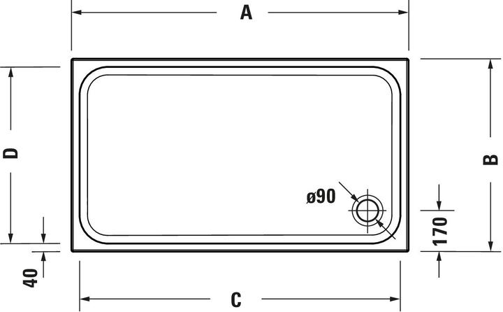 Actual product image Duravit Shower tray D-Code 1500 x 750 x 85 mm white smooth 7200990000000