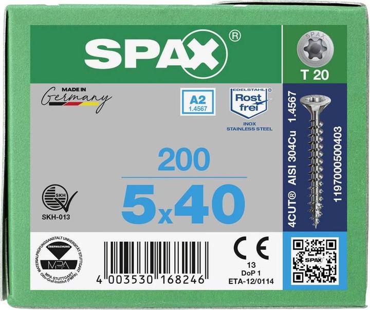 Produktbild Spax Spanplattenschrauben A2 (200 Schrauben pro Stück)