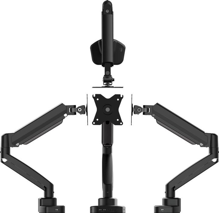 Actual product image j5Create JTSA301 Ergonomic Monitor Mount with Dock, Black, Clamp/Grommet, 8 kg, 43.2 cm (17") (Table, 32.01")