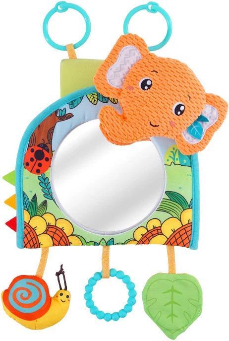Actual product image Activity Board Baby Mirror Car Seat Toy Behind Teether and Crinkle Pape Fun Travel Infant Tummy Time