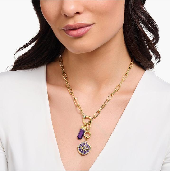 Produktbild Thomas Sabo Kettenanhänger Auge mit kosmischen Details und bunten Steinen Silber vergoldet (925er Silber, Emaille)