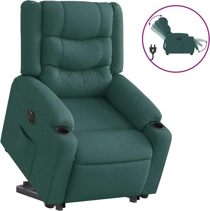 Immagine prodotto VidaXL Poltrona massaggiante elettrica con ausilio per la risalita Tessuto verde scuro
