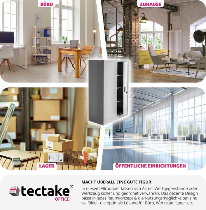Produktbild tectake Aktenschrank (90 x 40 x 140 cm)