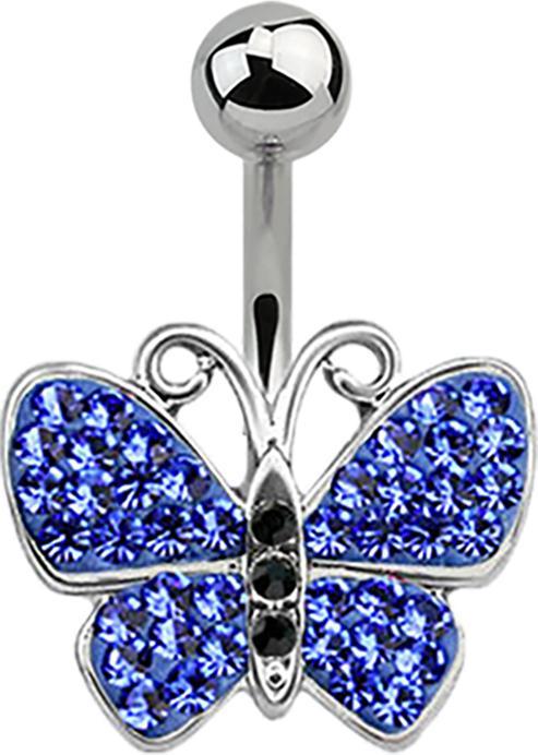 Image du produit Star Piercing Banane argent Papillon bleu foncé (sans laiton, Acier chirurgical 316L)