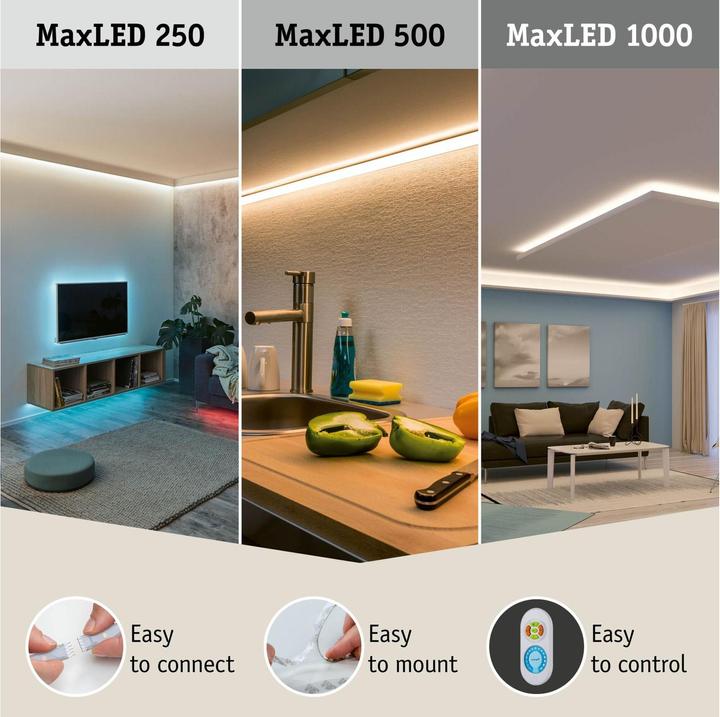 Immagine prodotto Paulmann MaxLED 500 angolo striscia COB a linea intera (Bianco, 3 cm, Interno)
