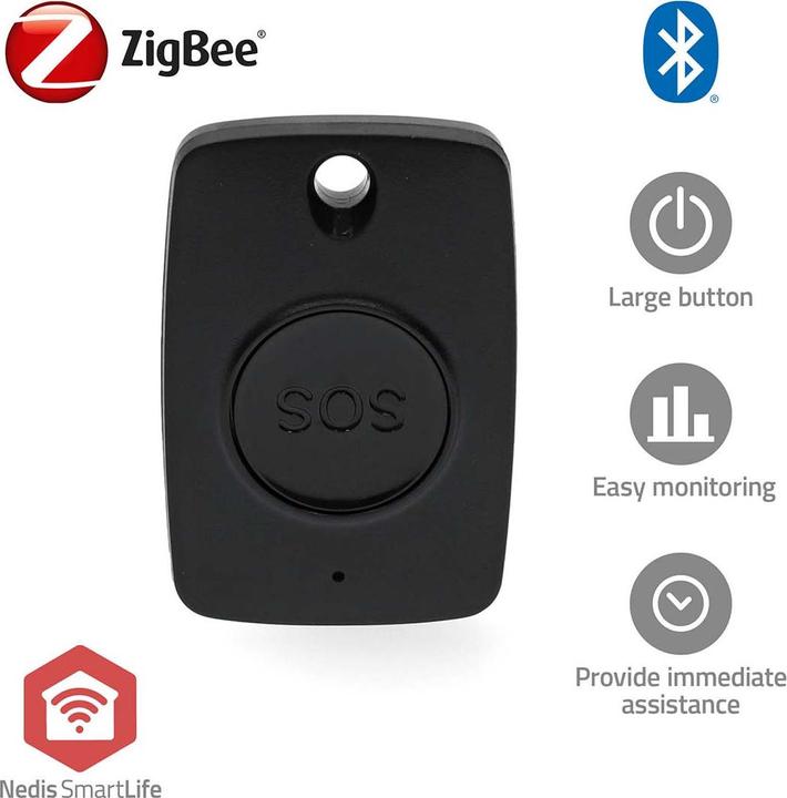 Actual product image Nedis Smart panic button Zigbee 3.0 | Battery type - Energy: CR2450 | Black