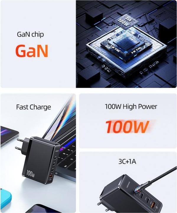 Actual product image Usams T50 Power Adapter (100 W)