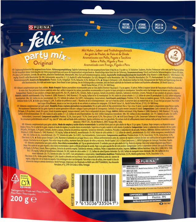 Nutritional values and ingredients Felix Party Mix Original (Adult, 1 pcs., 212 g)