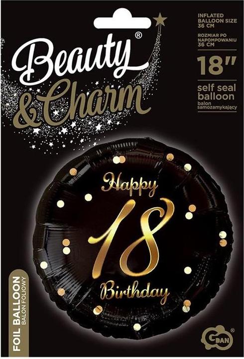 Produktbild GoDan Happy 18 Birthday Folienballon, schwarz, 45 cm