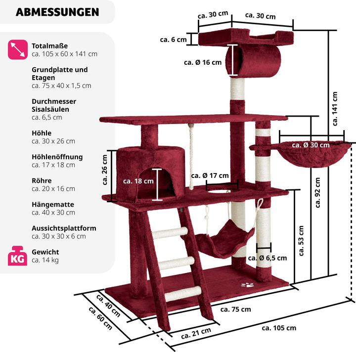 Image du produit tectake Marcel (141 cm, Vin rouge)