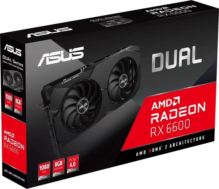 Image du produit ASUS DUAL-RX6600-8G-V2,HDMI,DP,Active (8 Go)