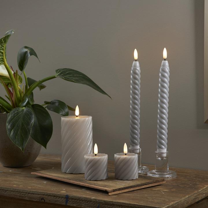 Produktbild Star Trading LED Kerzen mit Timerfunktion | Stumpenkerzen Grau | LED Kerze mit Timer | Stumpenkerzen (1 x)