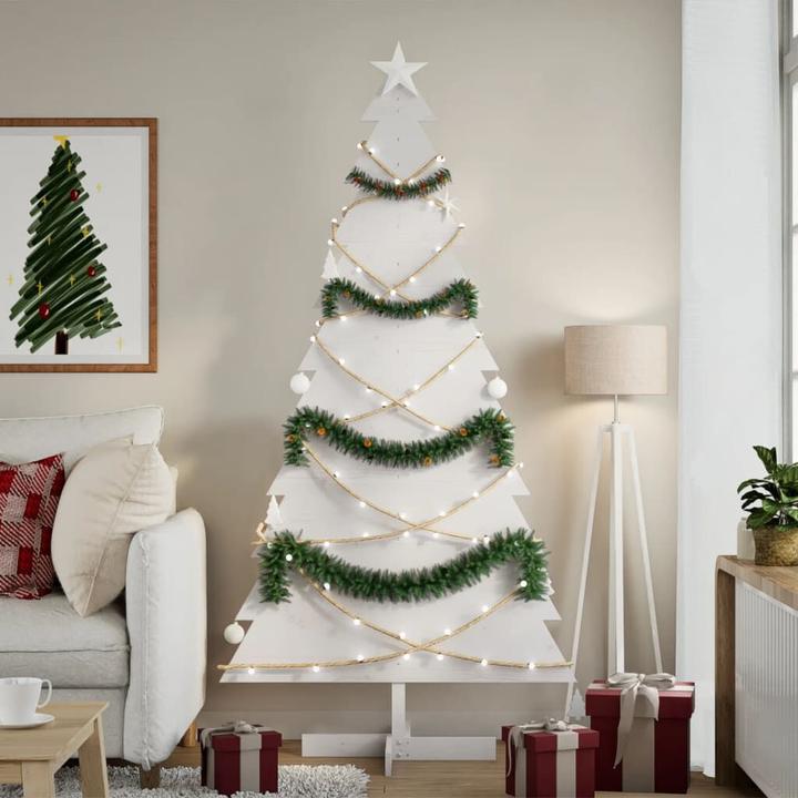 Immagine prodotto VidaXL Albero di Natale in legno Albero di Natale in legno bianco 180cm in legno di pino massiccio (180 cm)