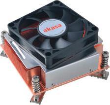 Akasa Cooler attivo Intel 2U interamente in rame per LGA 1156/1366 con ventola termica automatica da 70 mm