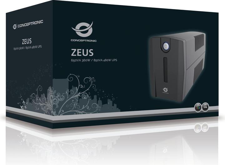 Produktbild Conceptronic ZEUS UPS 850VA 2xSchuko Socket (850 VA, 480 W, Line-Interaktiv USV)