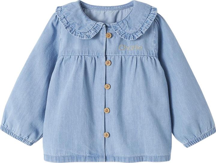 Image du produit Vertbaudet Blouse bébé en denim léger personnalisable (74)