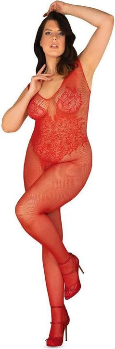 Actual product image Obsessive Bodysuit Ouvert in Mesh with Floral Pattern (XL, XXL)