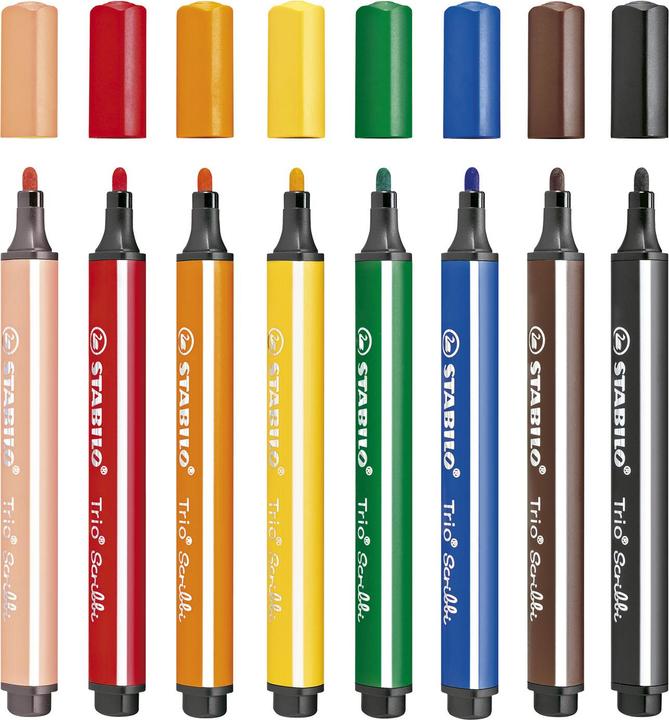 Actual product image STABILO Trio Scribbi Spring-loaded triangular felt-tip pen (Multicoloured, 8 x)