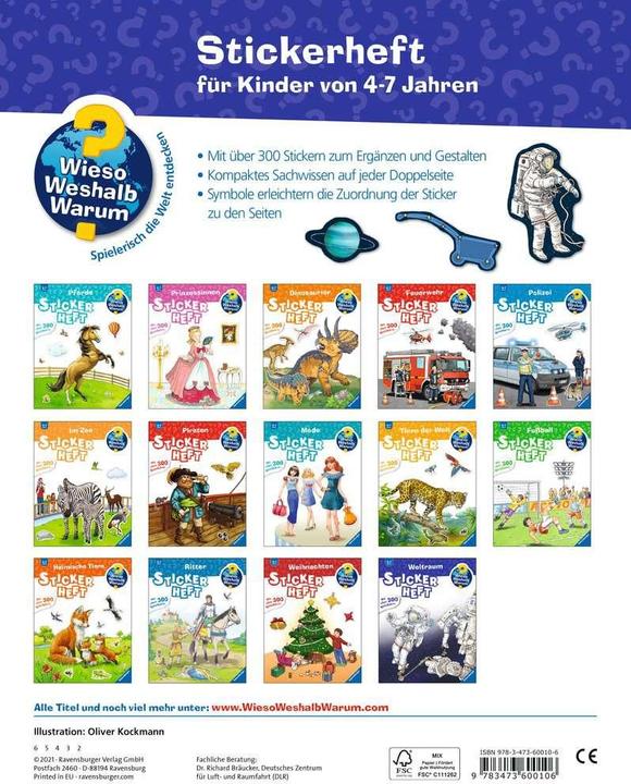 Actual product image Ravensburger Why? Why? Why? Sticker book: Space
