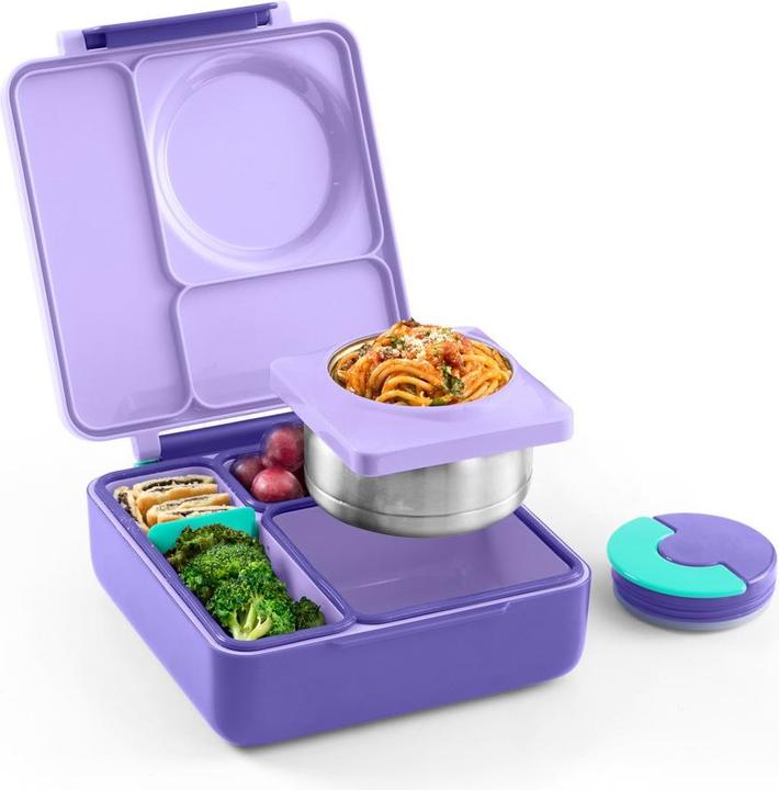OmieLife OmieBox hot & cold - Bento Lunchbox mit Thermo Behälter, Purple Plum