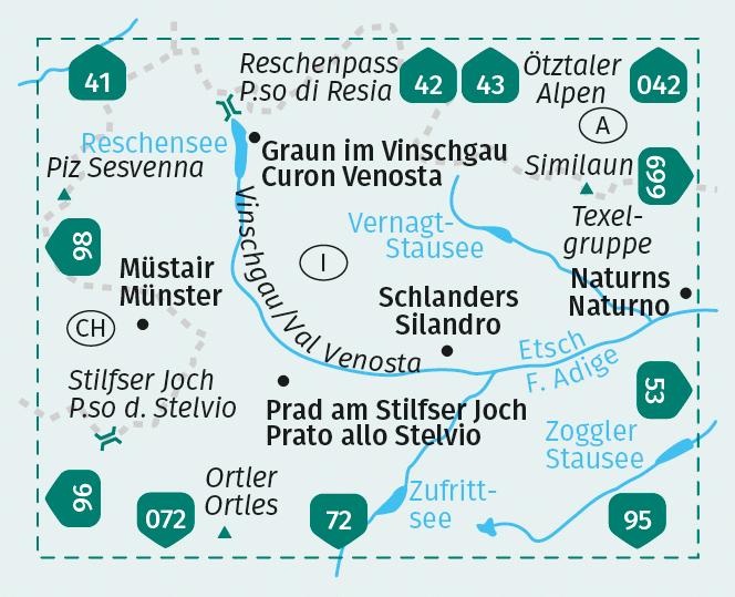 Etichetta energetica Mappa escursionistica 52 Val Venosta / Val Venosta 1:50.000