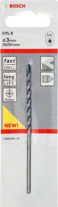 Image du produit Bosch Professional Zubehör Foret à béton CYL-5, Blue Granite, 3 x 50 x 90 mm (3 mm)