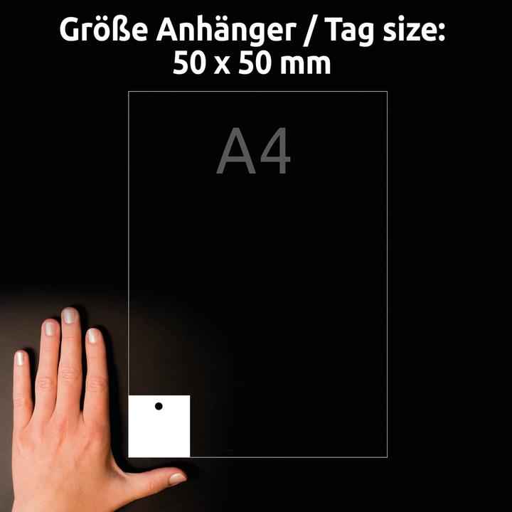 Produktbild Avery Zweckform Anhänger, Karton, 220 g/qm, 50 x 50 mm, weiss satiniert, absolut glatte Kanten, beidseitig