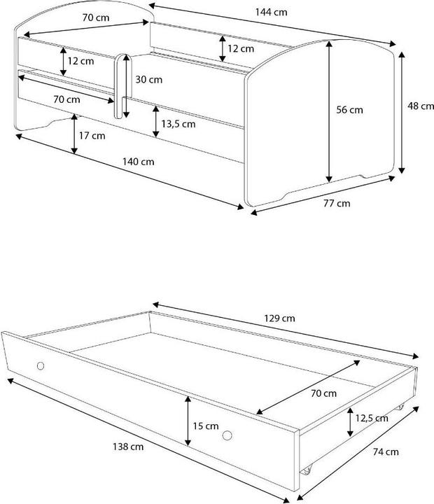 Immagine prodotto ADRK Furniture Letto con materasso e cassetto PEPE SLEEPING PRINCESS 140x70 (140 x 70 cm)