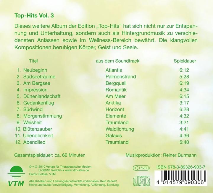 Produktbild Top Hits zum Entspannen Vol. 3 (Arnd Stein, Reiner Burmann, Deutsch)