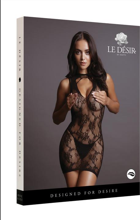 Productafbeelding Le Désir Kanten mini jurk met hoge hals (Eén maat voor iedereen)
