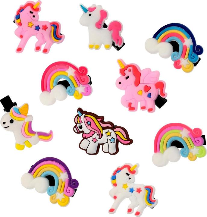 JTI 10x Haarspangen - Einhörner und Regenbogen (1 Stk.)