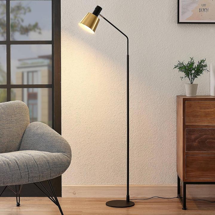 Produktbild Lindby Vlada Stehlampe zum Lesen, messing, schwarz (E27)