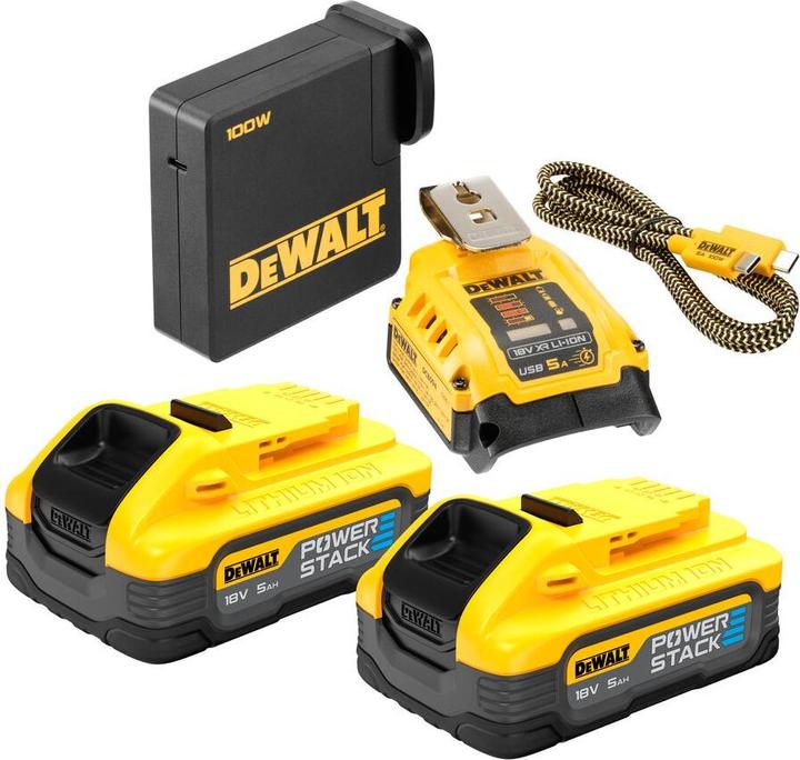 Image du produit DeWalt MŁADOWARKA / ADAPTATEUR USB +2x5,0Ah POWER STACK (18 V)