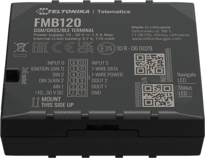 Actual product image Teltonika FMB120 GNSS/GSM/Bluetooth Tracker with Internal GNSS/GSM Antenna & Battery Fleet Management