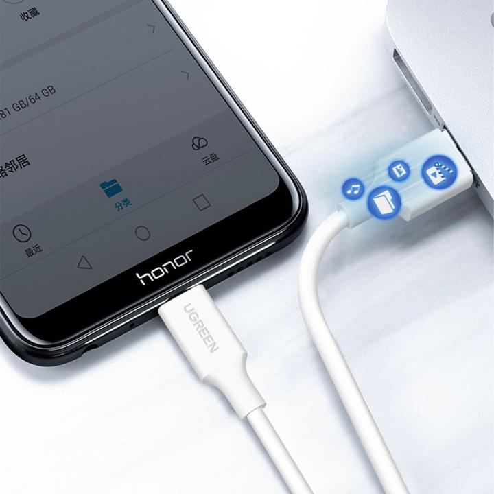 Produktbild Ugreen micro USB Cable QC 3.0 2.4A 2m (White) (2 m)