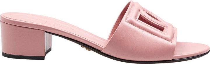 Produktbild Dolce & Gabbana pink leather mule with dg logo (40)