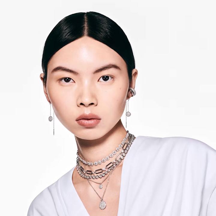 Actual product image Swarovski Meteora necklace in layered look white (Swarovski Metal)
