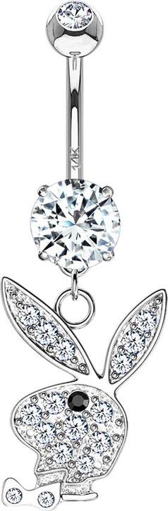 Actual product image Star Piercing Banana 14k white gold with pendant Playboy Bunny black (14k gold, without brass)
