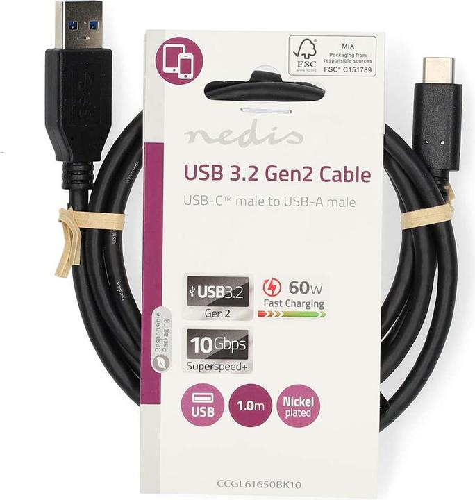 Image du produit Tigermedia USB A — USB C (1 m, USB 3.2 Gen 2)