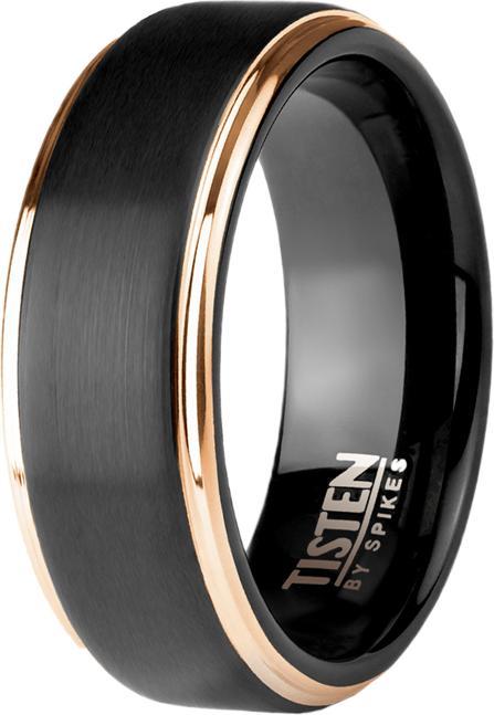 Produktbild Star Piercing Ring schwarz matt gebürstet zwei rosegold streifen (67)