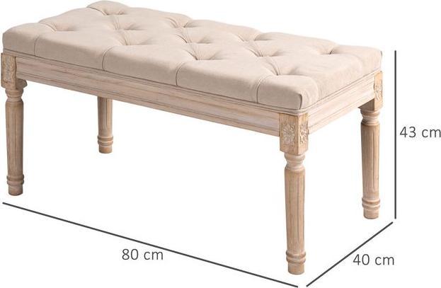 Actual product image Swisshandel24 Upholstered bench Vintage bed bench, hallway bench with buttons, linen look, max. load 120 kg, 80x4 (80 cm)