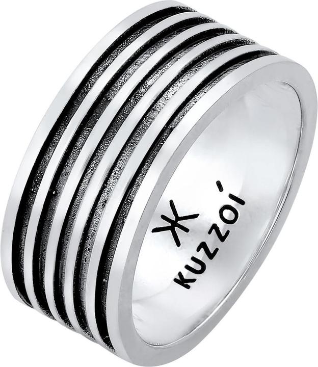 Image du produit Kuzzoi Bague Homme Bague ruban massif rainures 925 argent (66, Argent 925)