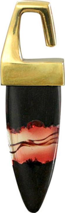 Produktbild Star Piercing Ohrgewicht eckig vergoldet Zahn Lava Epoxy rot aus Narra Holz (Messing, Organisch)
