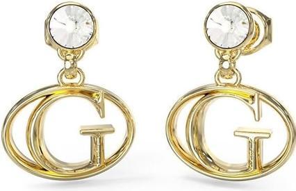 Guess Stylish Rivoli Gold Plated Dangle Earrings JUBE03361JWYGT/U (Surgical steel)
